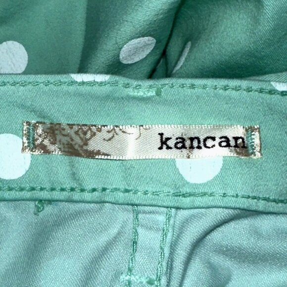 Kancan Light Green with White Polka Dot Print Slim/Skinny Style Jeans Juniors 9 - Picture 6 of 9